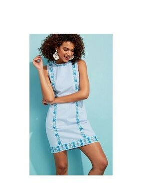 Vineyard Vines Blue Striped Dress with Floral Accents